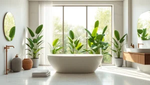 Renovate your space with stunning bathroom remodeling featuring a modern soaking tub.