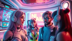 Engaging NSFW character AI interaction in a vibrant digital environment.