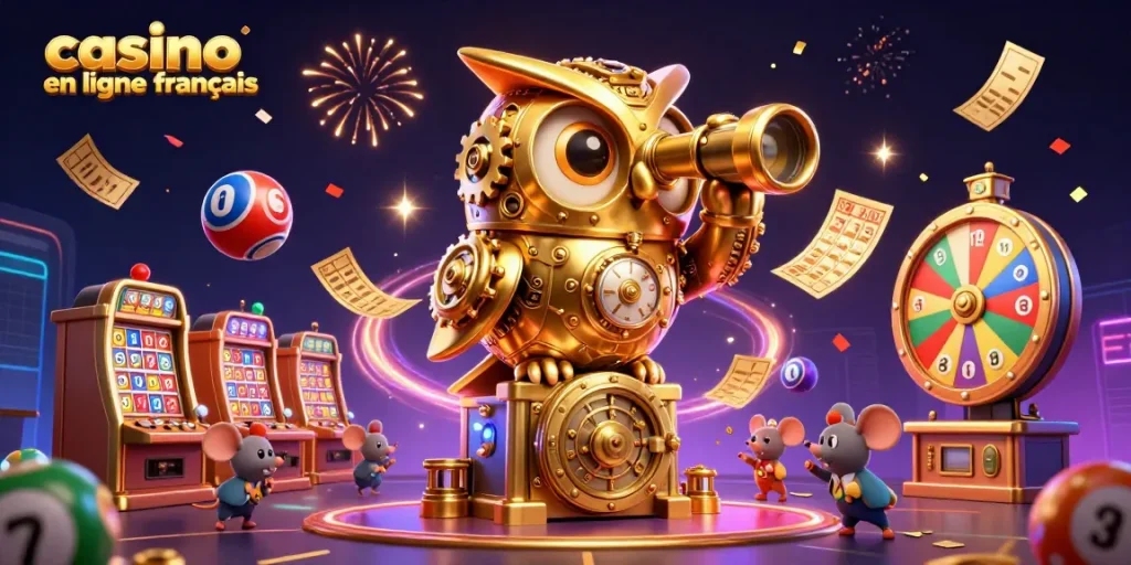 Illuminez votre expérience avec le casino en ligne français grâce à cette illustration animée captivante.