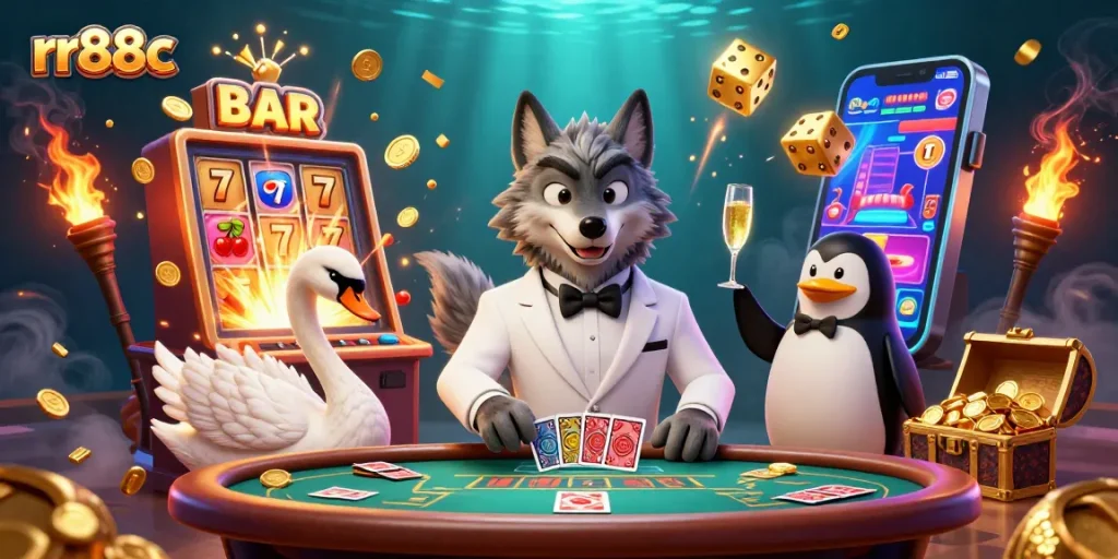 Experience thrilling moments with rr88c in a casino scene featuring engaging characters and a jackpot explosion.