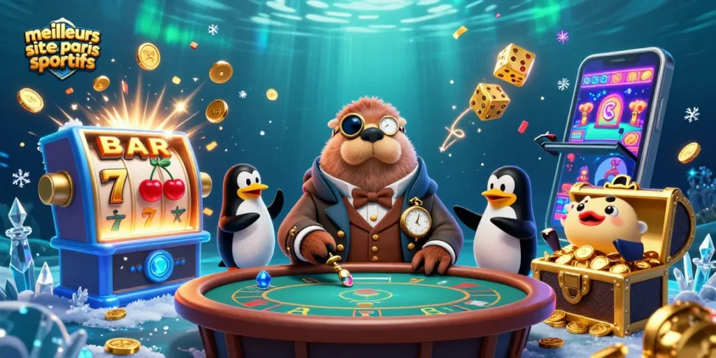 Jouez sur les meilleurs sites de paris sportifs avec un morse jovial au poker sous-marin.